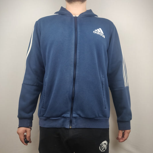 Adidas Navy Full Zip Hoodie Long Sleeve Men Size XL