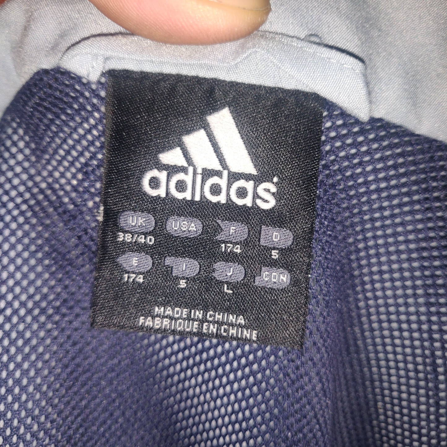 Adidas Vintage Navy/Grey 3 Stripes Windbreaker Track Jacket Men Size UK 38/40