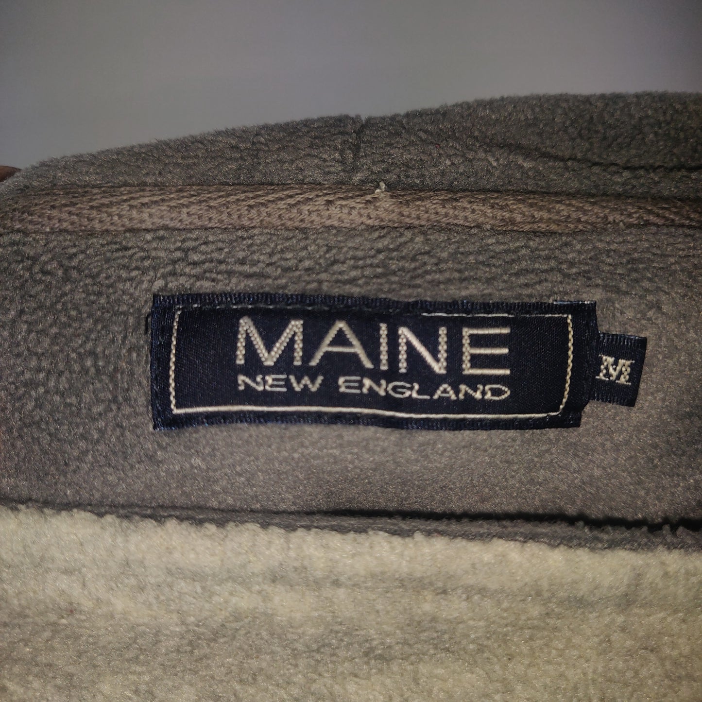 Maine New England Grey High Neck Sweatshirt Fleece Men Size Medium