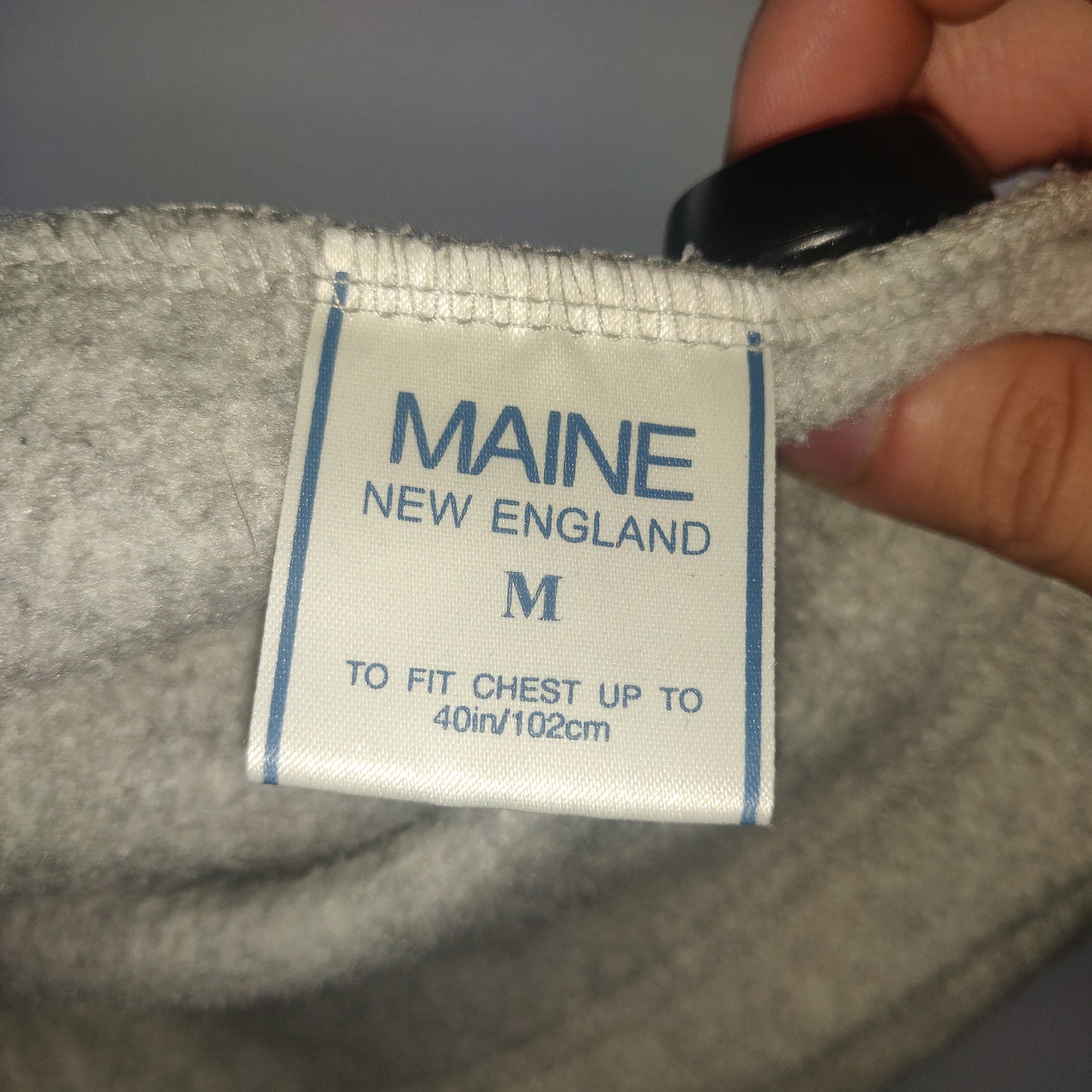 Maine New England Grey High Neck Sweatshirt Fleece Men Size Medium