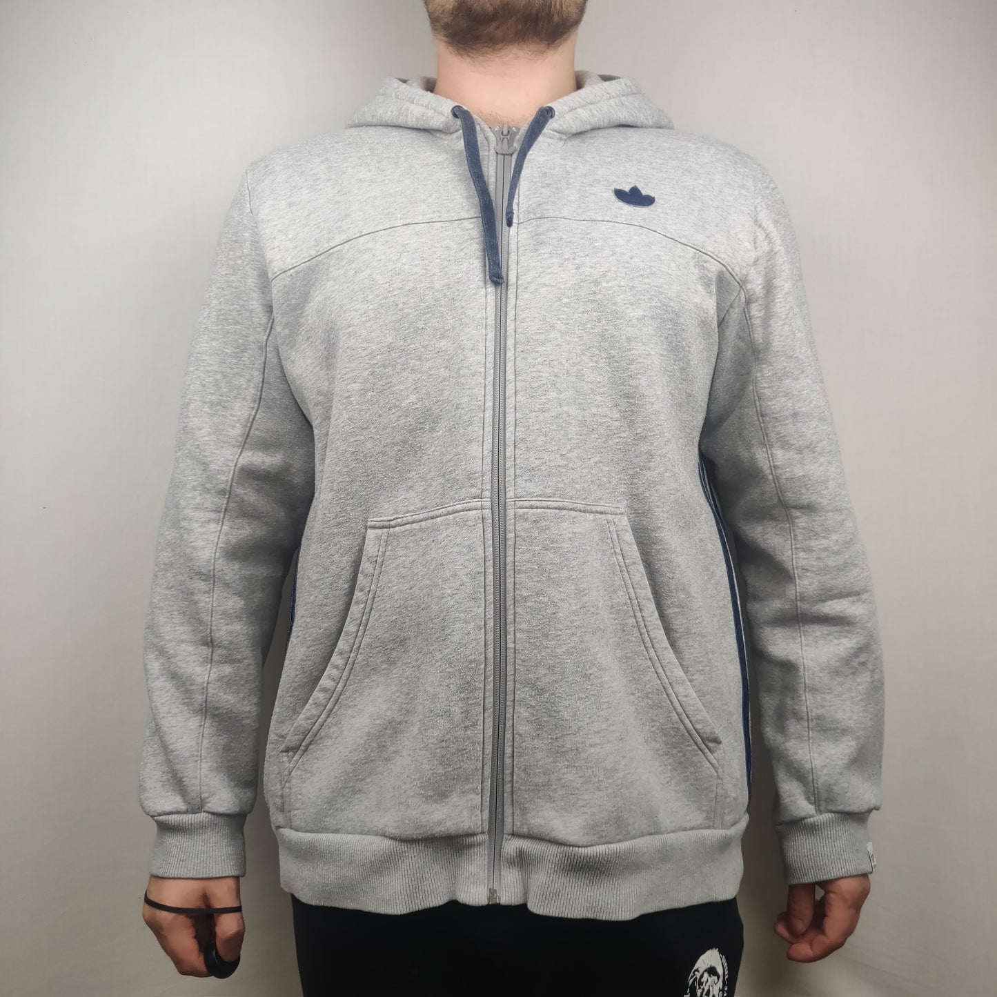 Adidas Grey Full Zip Hoodie Men Size XL