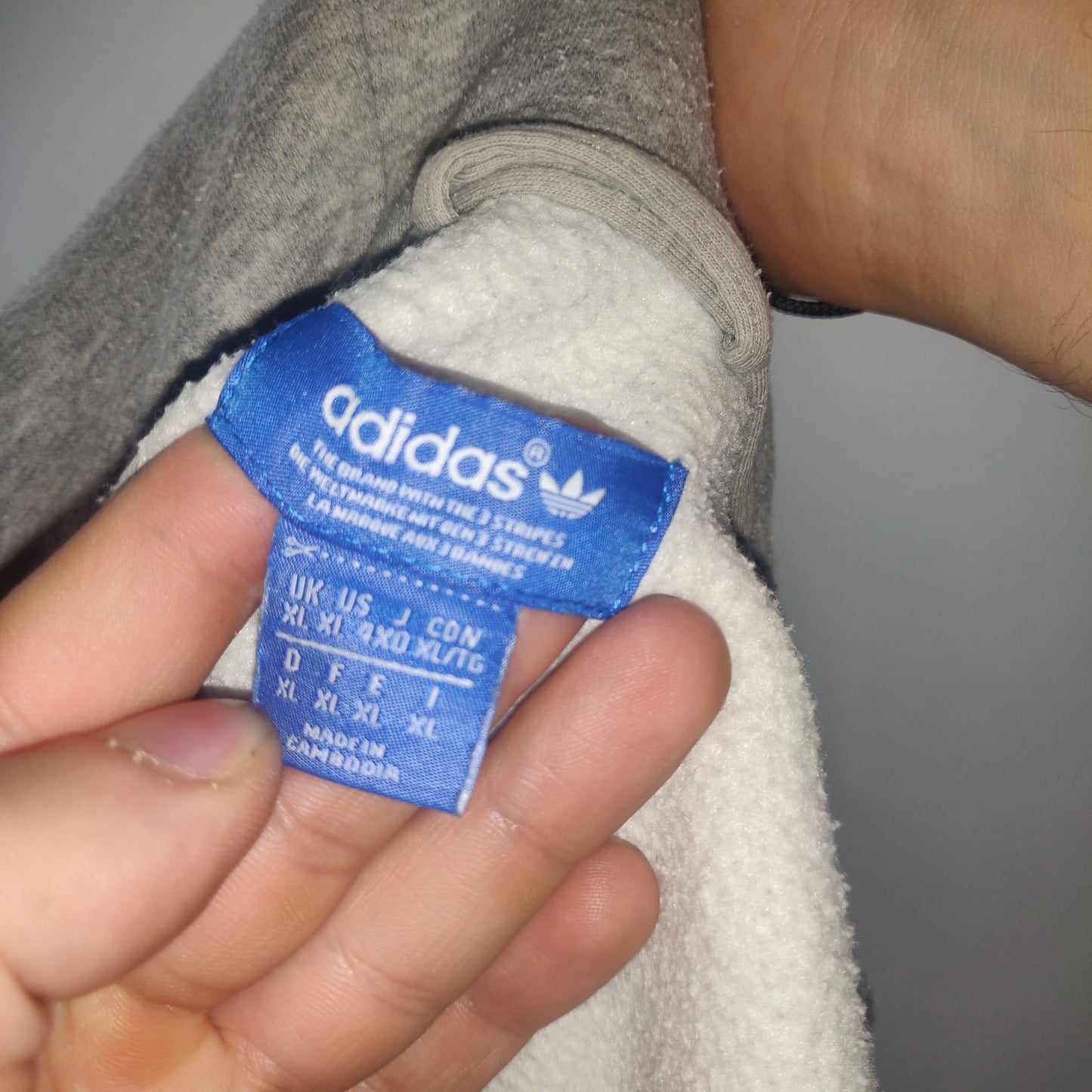 Adidas Grey Full Zip Hoodie Men Size XL