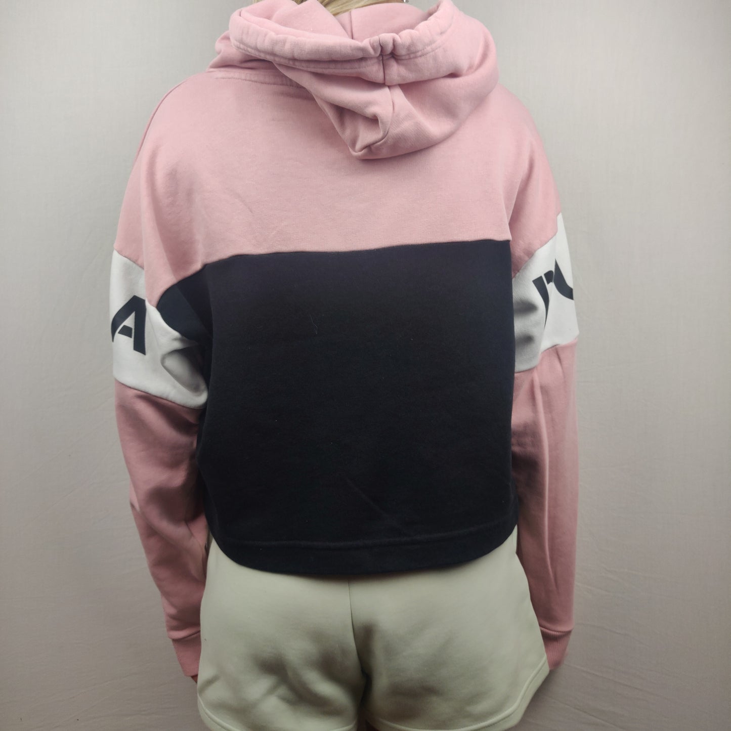 Puma Black and Pink Cropped Hoodie Women Size Small