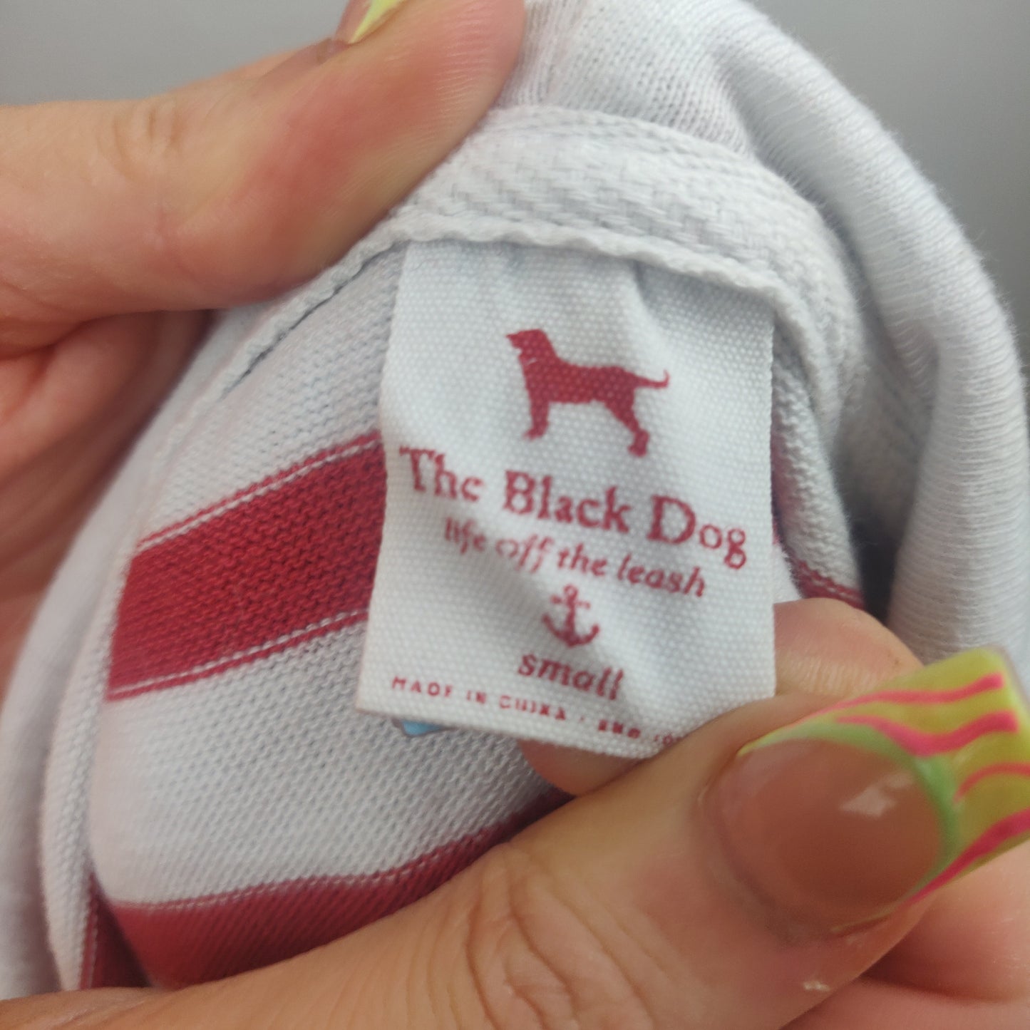 The Black Dog Red Stripped White Hoodie Women Size Small