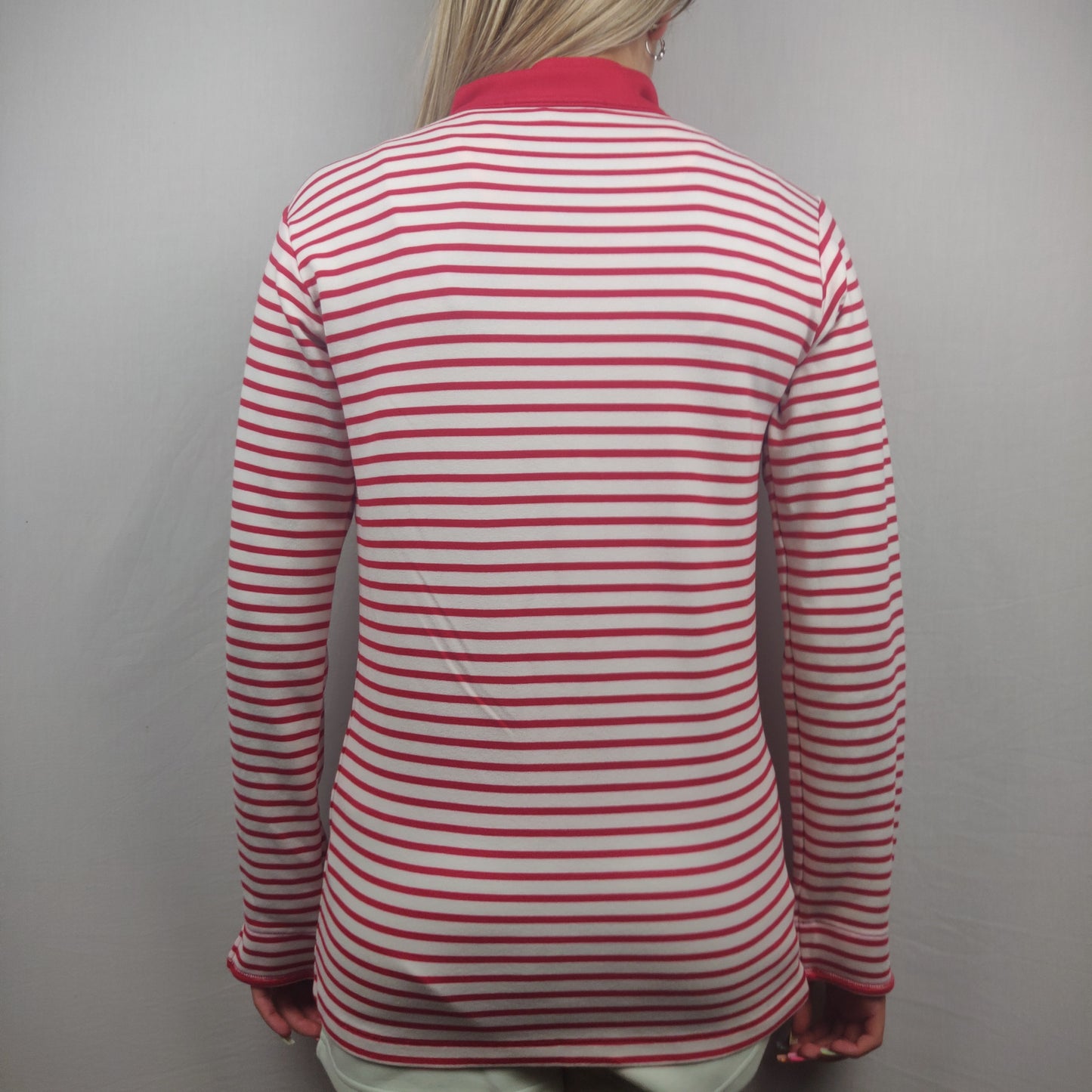 Kelly & Grace White Stripped Sweatshirt Full Zip Women Size Small