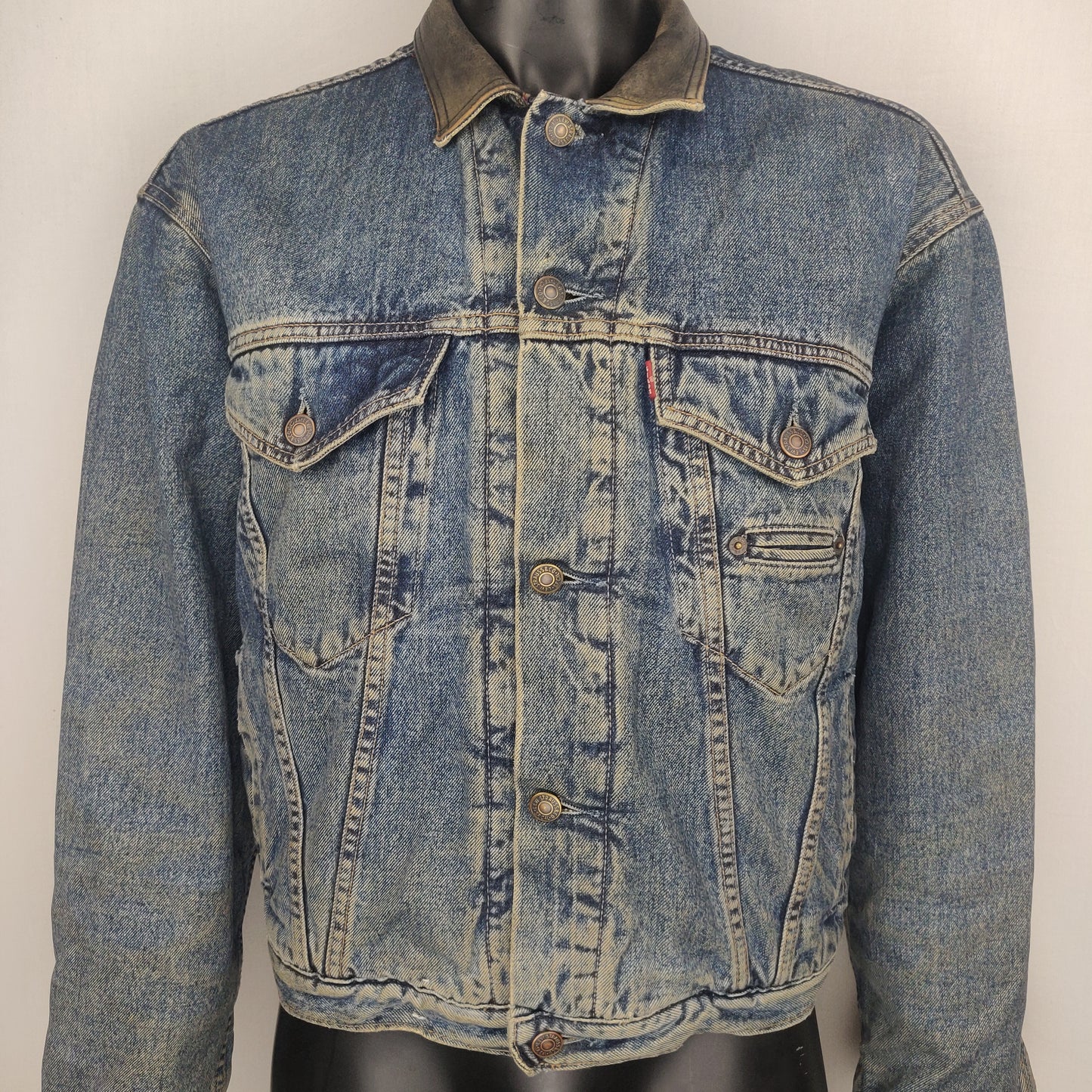 Levi Strauss & Co Vintage 1985 Blue Cropped Denim Jacket Men Size Large