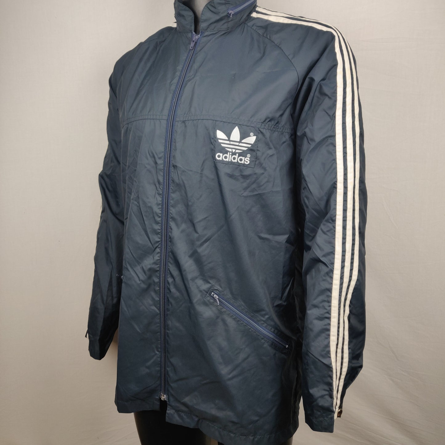 Adidas Vintage 90s Navy Windbreaker Rain Jacket Men Size Medium