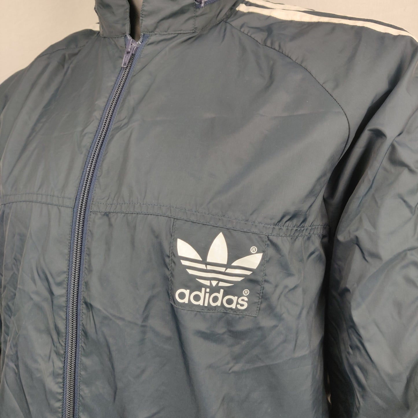 Adidas Vintage 90s Navy Windbreaker Rain Jacket Men Size Medium