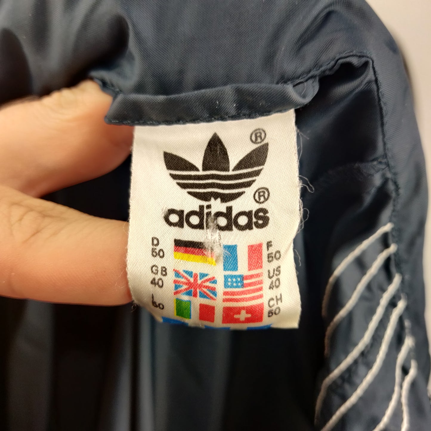 Adidas Vintage 90s Navy Windbreaker Rain Jacket Men Size Medium