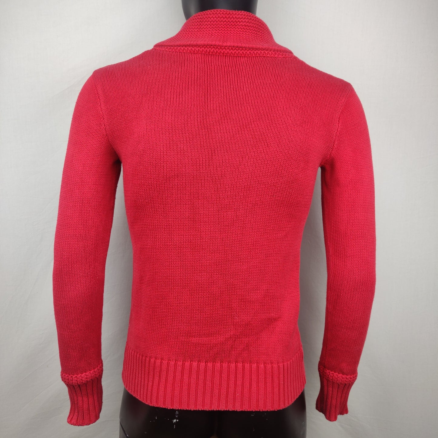 Ralph Lauren Sport Red Knit Shawl Neck Sweater Women Size Medium