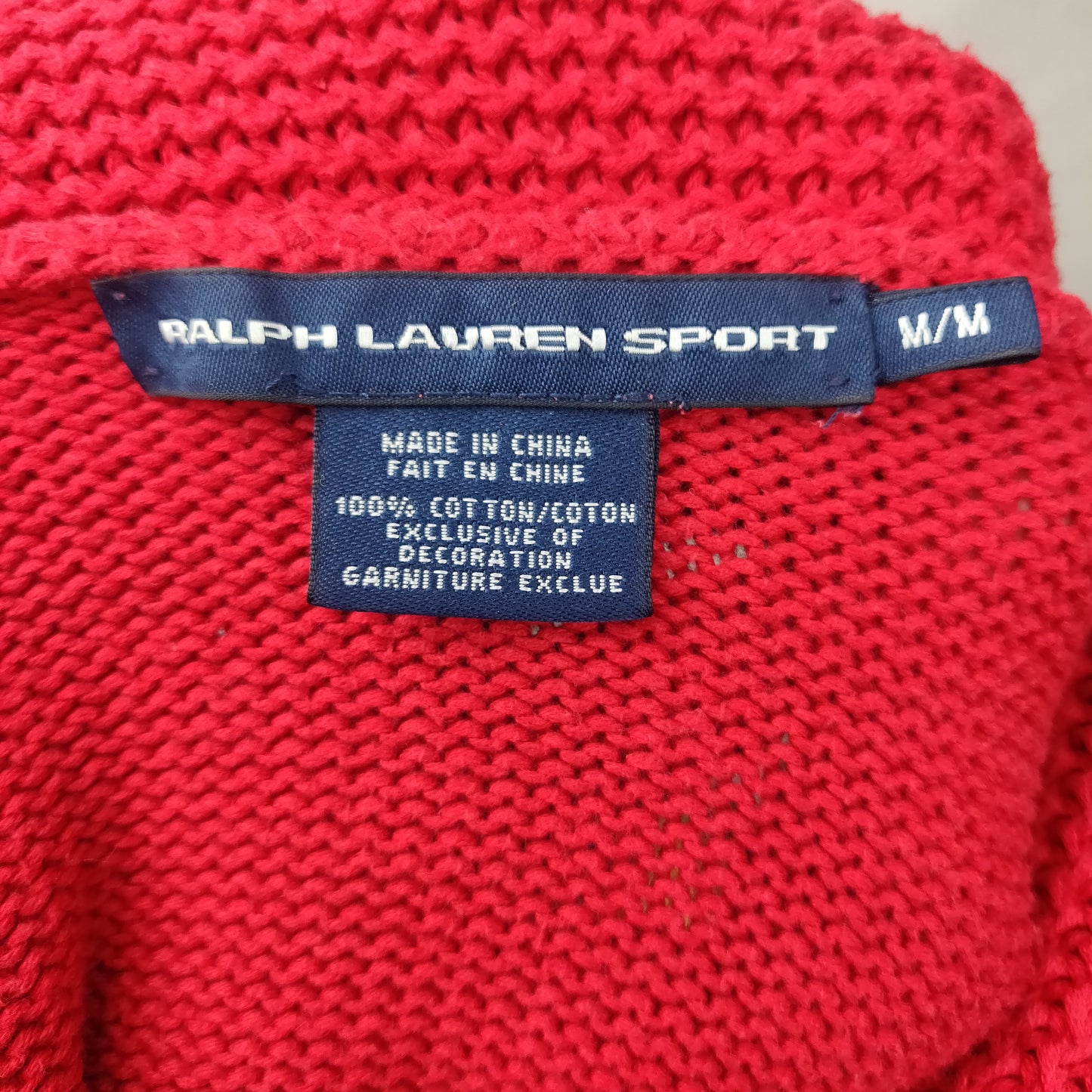Ralph Lauren Sport Red Knit Shawl Neck Sweater Women Size Medium