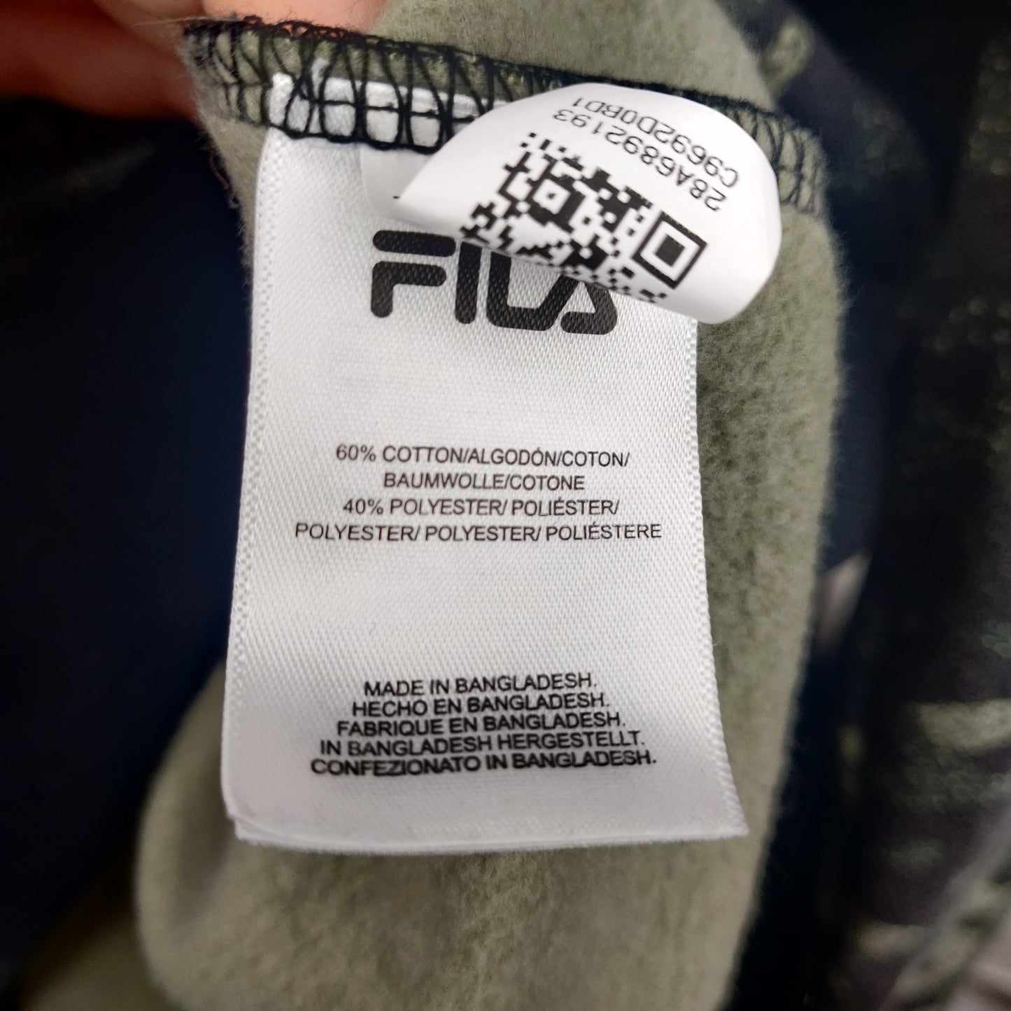 FILA Camo Pullover Hoodie Men Size Large