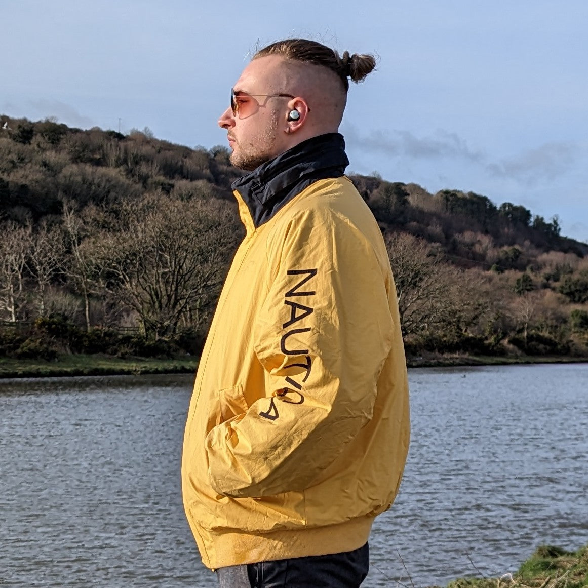 Nautica Vintage Yellow Reversible Windbreaker Jacket Men Size XL