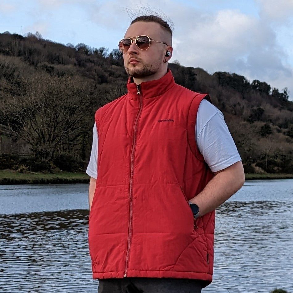 Diadora Italian Vintage Red Gilet Jacket Men Size Large