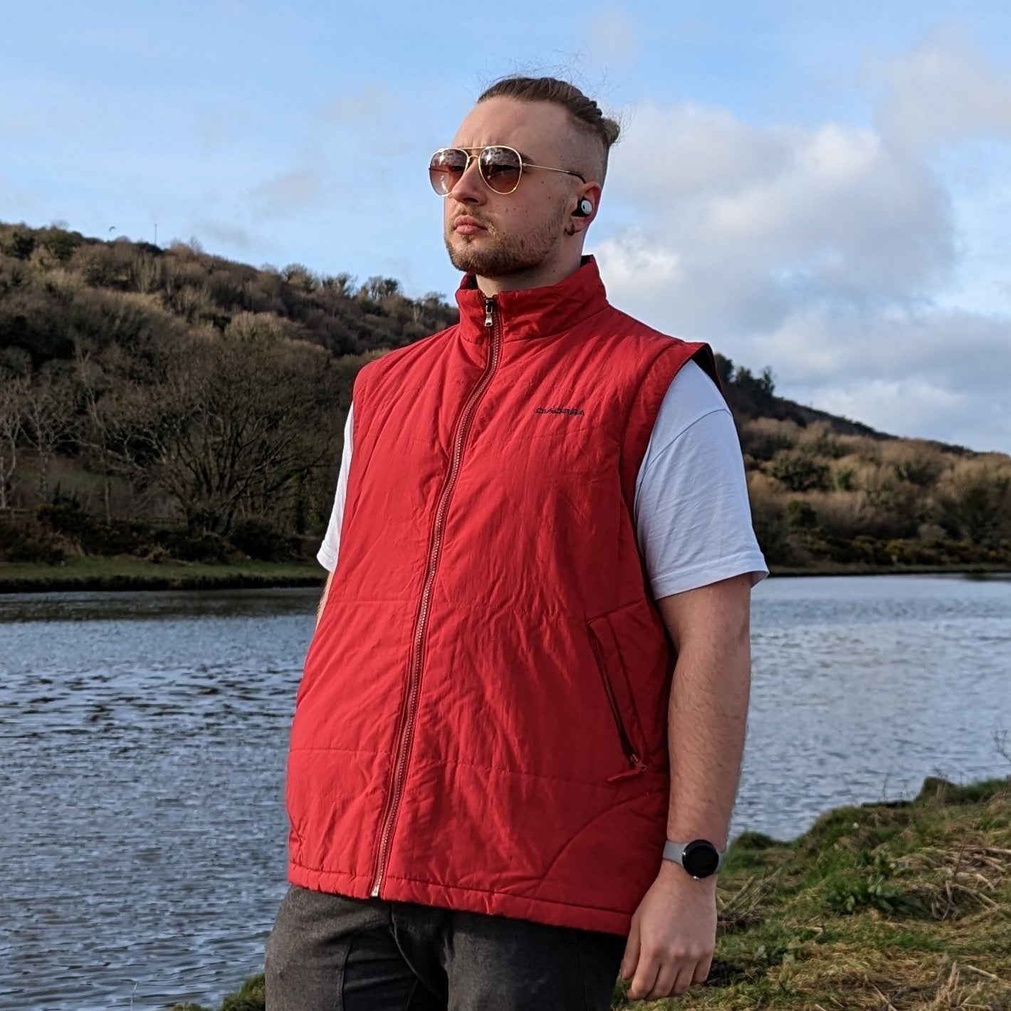 Diadora Italian Vintage Red Gilet Jacket Men Size Large