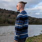 P.G Field Vintage Blue Stripped Crew Neck Wool Jumper Men Size Large