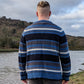 P.G Field Vintage Blue Stripped Crew Neck Wool Jumper Men Size Large