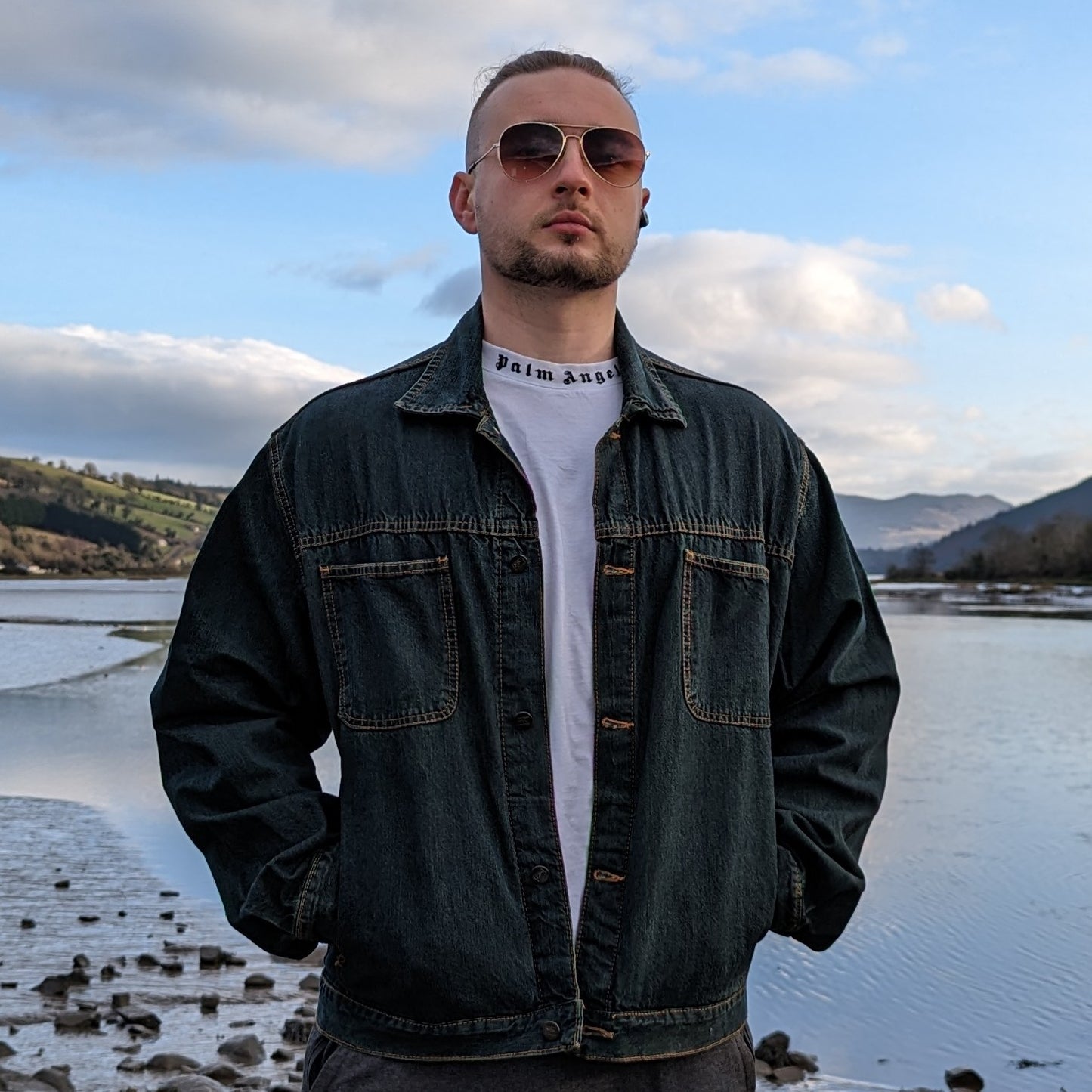 Pool Jeans Vintage Green Denim Jacket Men Size Large