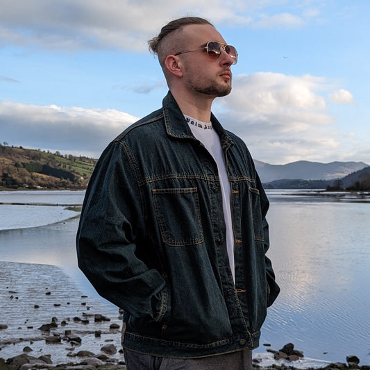 Pool Jeans Vintage Green Denim Jacket Men Size Large