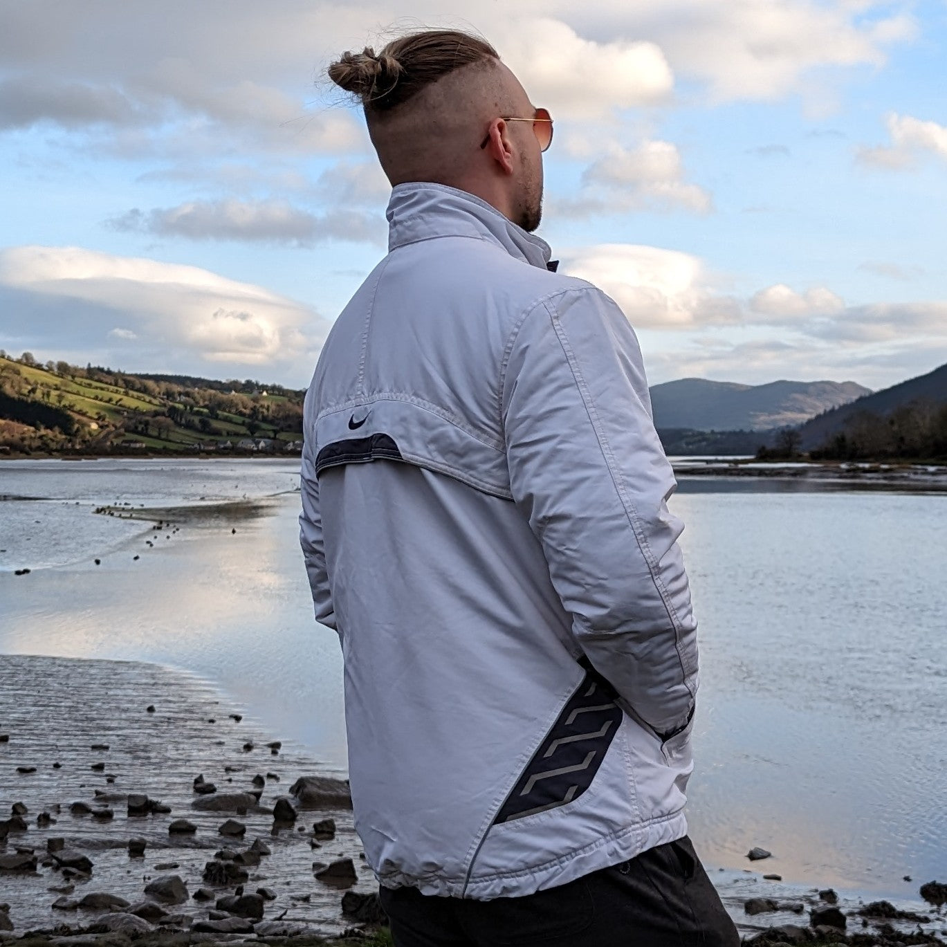 Nike White Vintage Full Zip Windbreaker Jacket Men Size Small