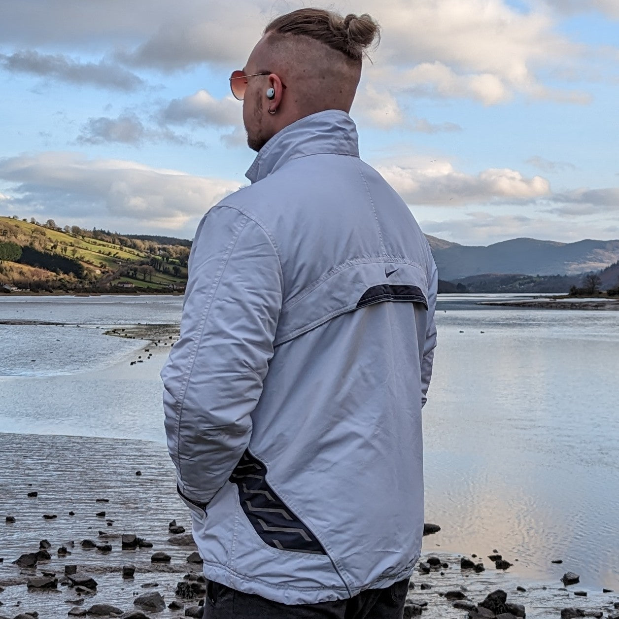 Nike White Vintage Full Zip Windbreaker Jacket Men Size Small