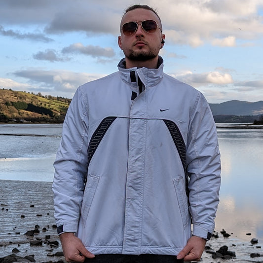 Nike White Vintage Full Zip Windbreaker Jacket Men Size Small