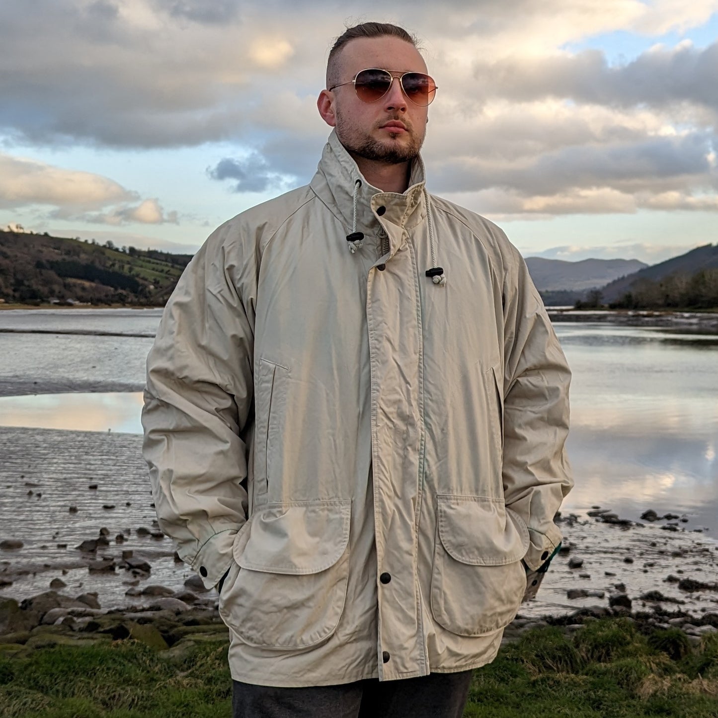 Nautica White Vintage Windbreaker Jacket Men Size XL