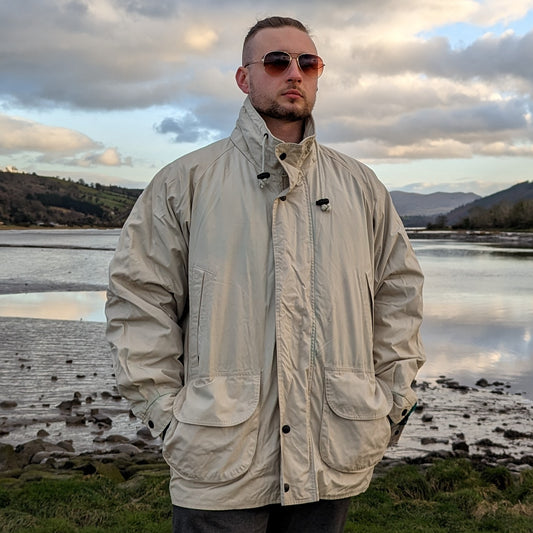 Nautica White Vintage Windbreaker Jacket Men Size XL