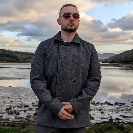 Blakely Grey Wool Blend Pea Coat Men Size Large