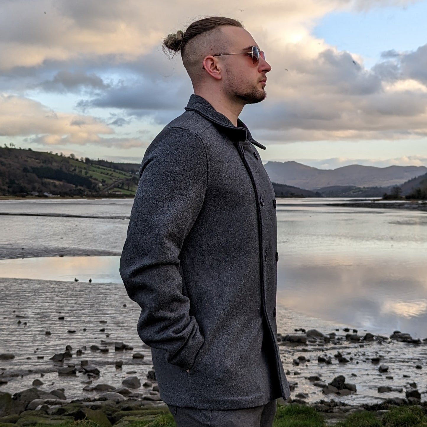 Blakely Grey Wool Blend Pea Coat Men Size Large