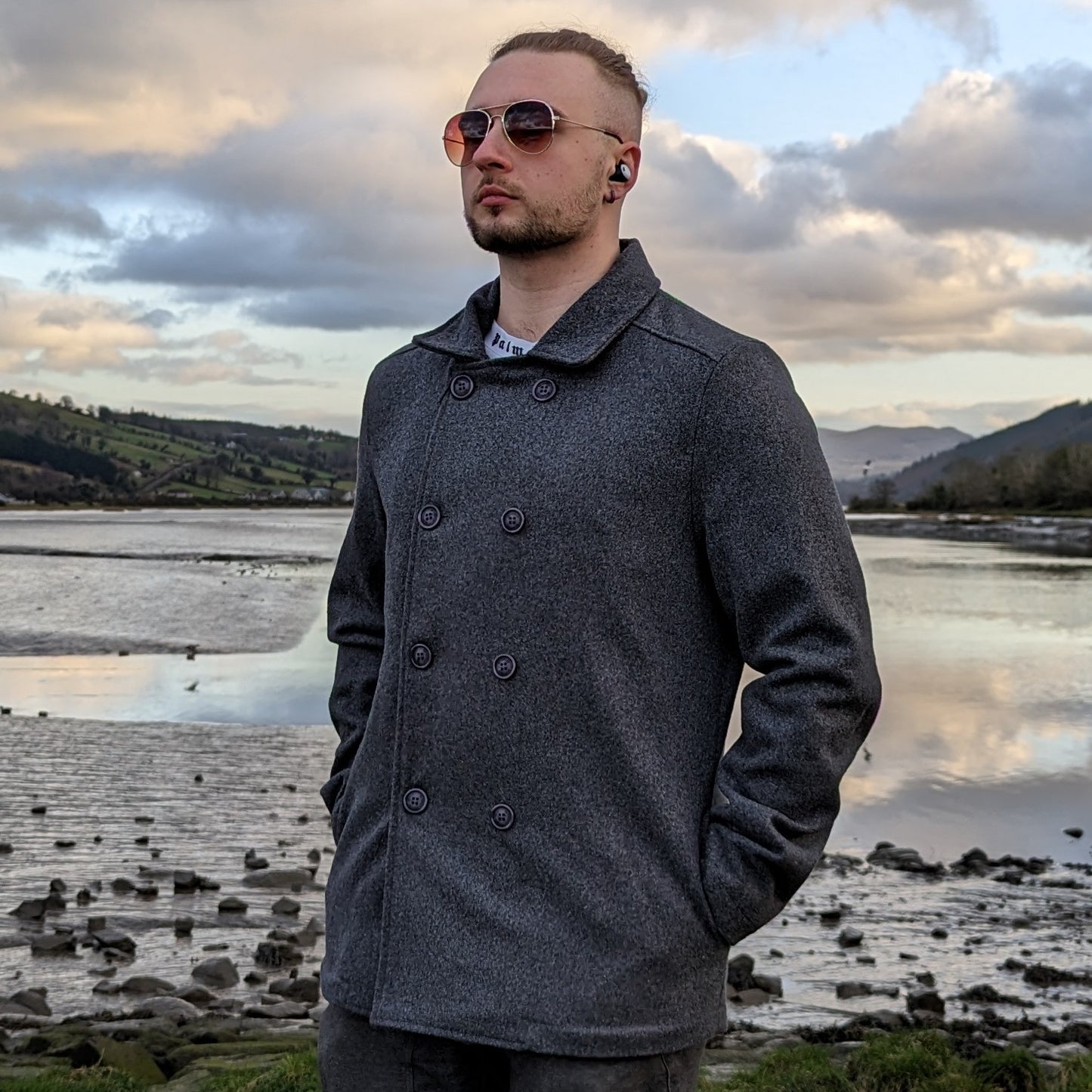 Blakely Grey Wool Blend Pea Coat Men Size Large