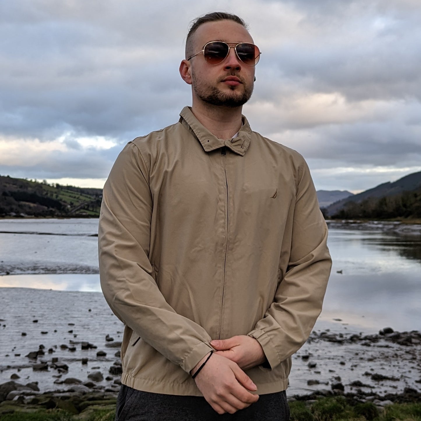 Nautica Vintage Brown Tan Harrington Jacket Men Size Medium